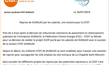 Reprise de DURALEX par les salariés, une victoire pour la CFDT