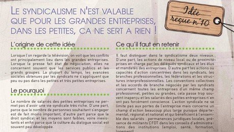 Idée reçue N°10 : Le syndicalisme n'est valable que pour les grandes (…)