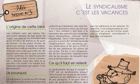 Idée reçue N°3 : Le syndicalisme c'est les vacances.