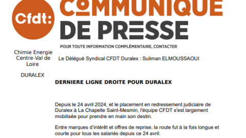 Dernière ligne croite pour DURALEX