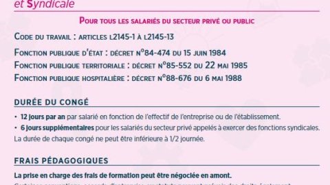 Le Congés de Formation Economique Sociale Environnement et Syndicales (CFESES)