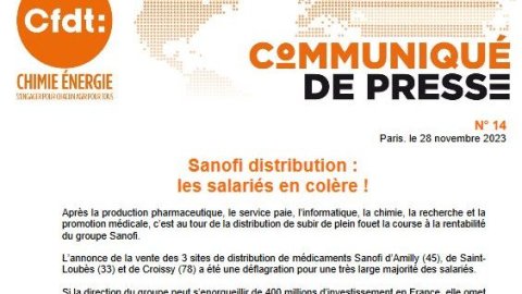 PHARMACIE Sanofi distribution : les salariés en colère !