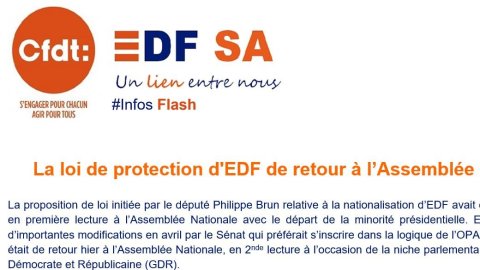 La loi de protection d'EDF de retour à l'Assemblée Nationale