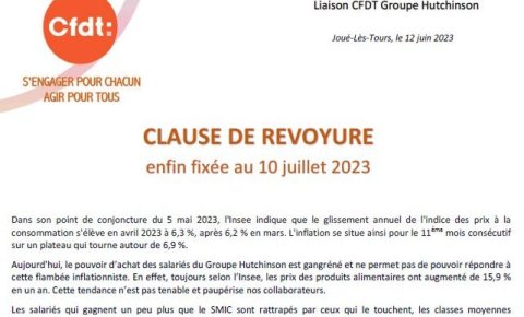 HUTCHINSON : Infos NAO, Clause de revoyure