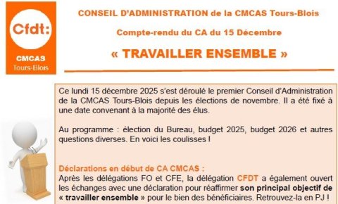 CMCAS : CR 1er CA après les élections