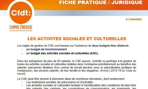 Juridique : Les activités sociales et culturelles