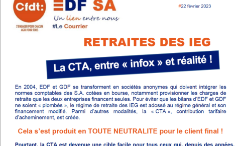 Retraite des IEG, la CFDT rétablit la vérité.