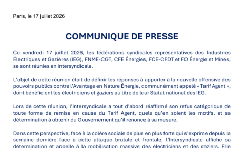 Communiqué de presse du 17 juillet 2026