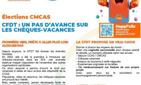 Election CMCAS : Un pas d'avance sur les chèques vacances