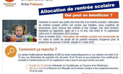 L'ALLOCATION de RENTREE SCOLAIRE