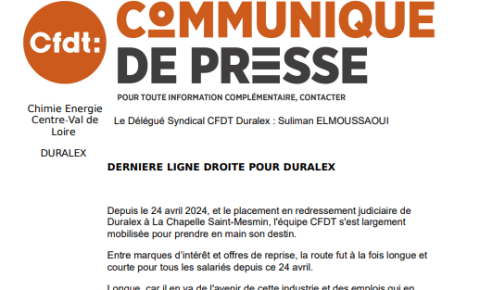 Dernière ligne croite pour DURALEX