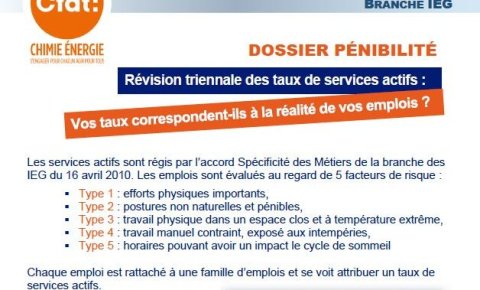 Branche IEG : Dossier Pénibilité- taux services actifs