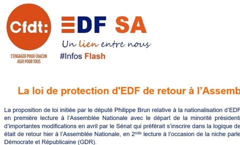 La loi de protection d'EDF de retour à l'Assemblée Nationale