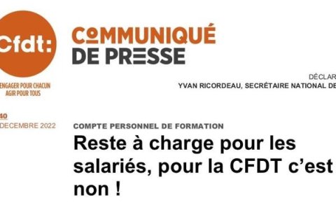 CPF : Reste à charge pour les salariés, c'est NON pour la (...)